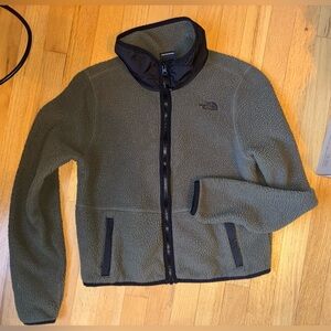 The North Face Green Cropped Fleece Jacket with Black Trim